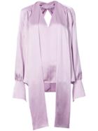 Petar Petrov Cutout-back Tie-neck Blouse - Pink & Purple