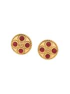 Chanel Vintage Gold Ruby Pate De Verre Clip Earrings