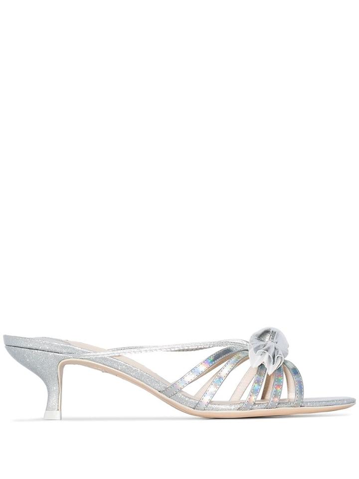 Sophia Webster Bonbon 50mm Strappy Mules - Silver
