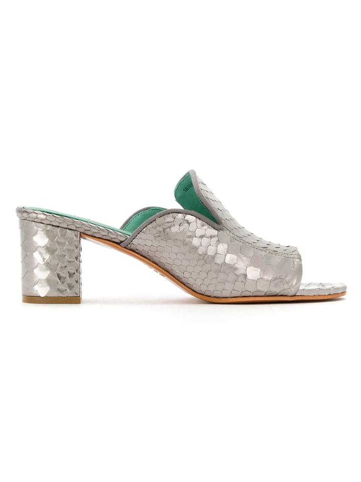 Blue Bird Shoes Python Skin Mules - Grey