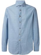 Brunello Cucinelli Dot Pattern Long Fit Button Down Shirt, Men's, Size: Xl, Blue, Cotton