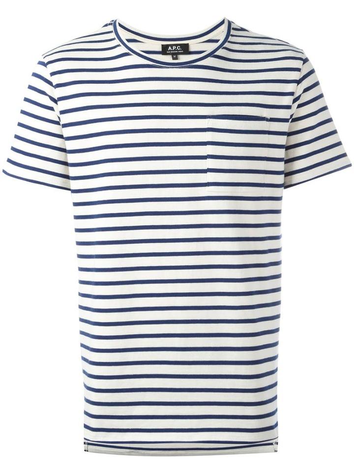 A.p.c. Striped T-shirt, Men's, Size: Large, White, Cotton