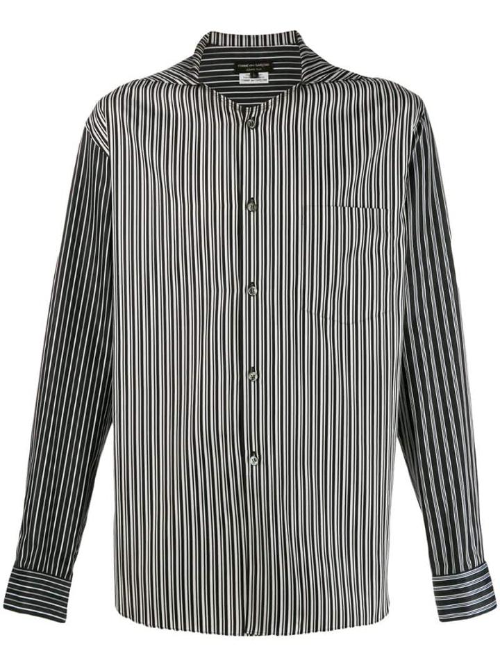 Comme Des Garçons Homme Plus Striped Print Hooded Shirt - Black