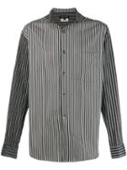 Comme Des Garçons Homme Plus Striped Print Hooded Shirt - Black