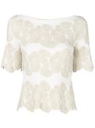 D.exterior Floral Embroidered Blouse - White