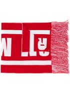 Msgm Intarsia Logo Scarf - Red