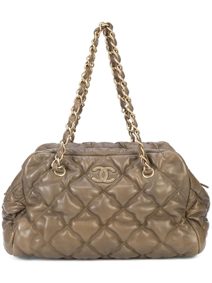 Chanel Vintage Bubble Quilt Bowler Bag - Green