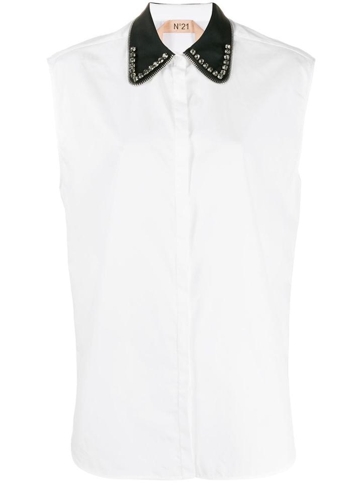 Nº21 Embroidered Collar Blouse - White