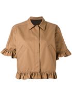 Msgm - Cropped Sleeves Shirt Jacket - Women - Cotton - 44, Brown, Cotton