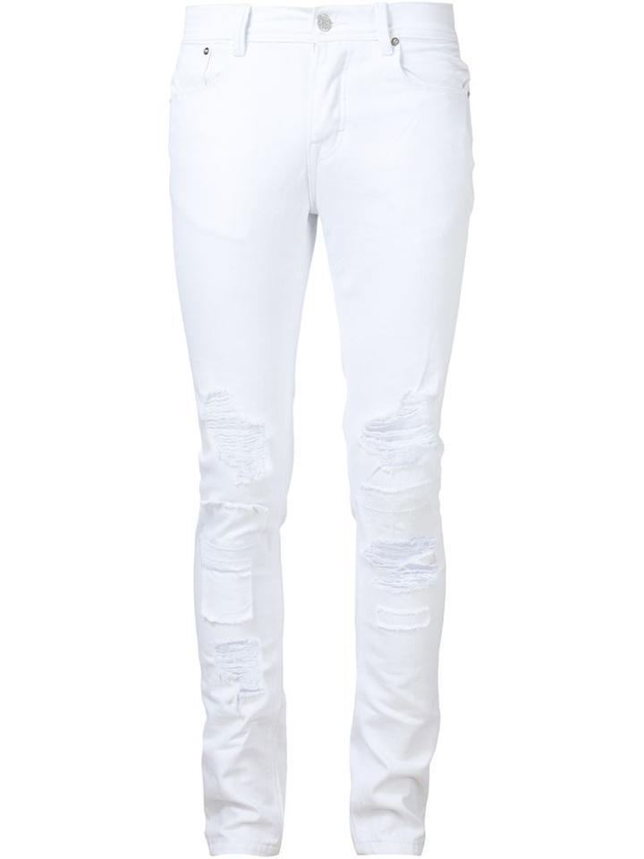 Stampd Ripped Jeans, Men's, Size: 32, White, Cotton