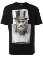 Neil Barrett Top Hat Statue Print T-shirt, Men's, Size: Large, Black, Cotton