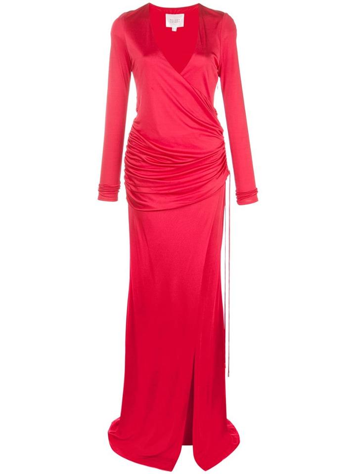 Galvan Deep V-neck Gown - Red