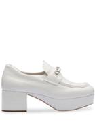 Miu Miu Crystal Embellished Platform Loafers - White