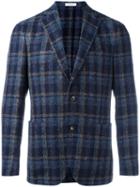 Boglioli Checked Blazer, Men's, Size: 46, Blue, Cotton/linen/flax/nylon