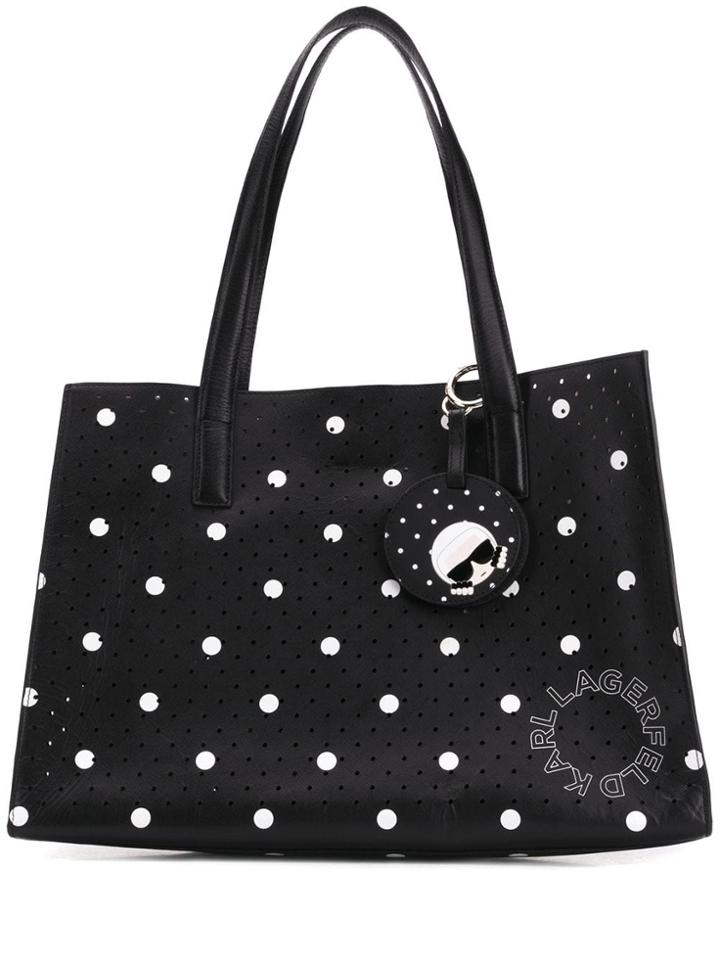 Karl Lagerfeld Dotted Perforated Tote Bag - Black