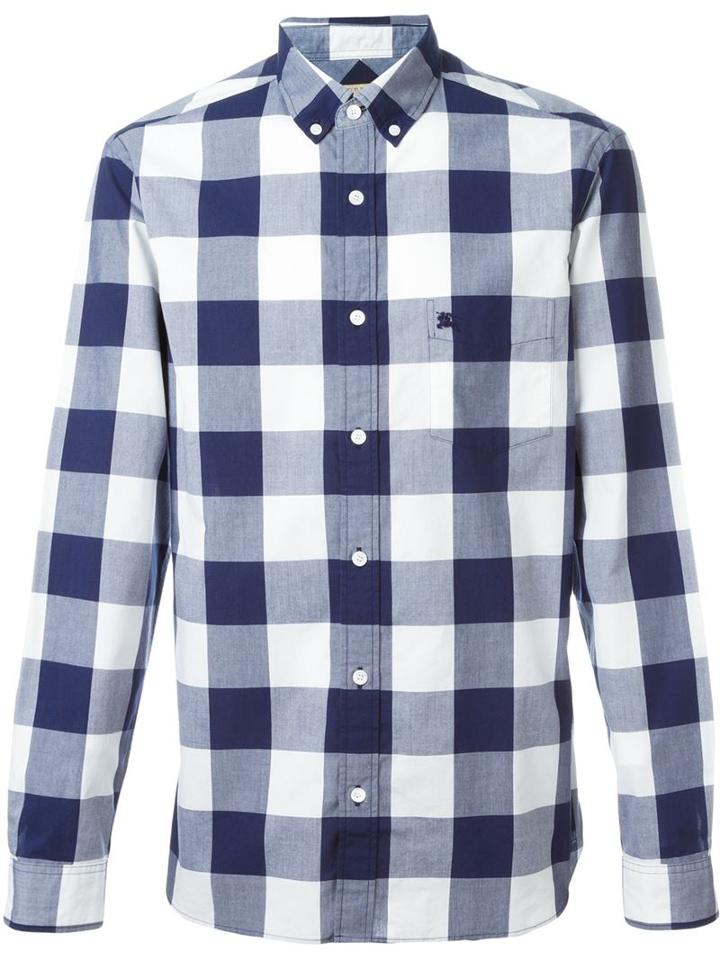Burberry Brit Gingham Print Shirt, Men's, Size: L, Blue, Cotton