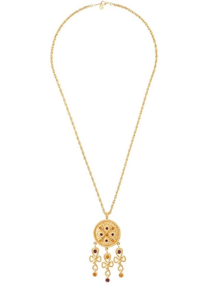 Nina Ricci Vintage Stone Pendant Necklace - Metallic