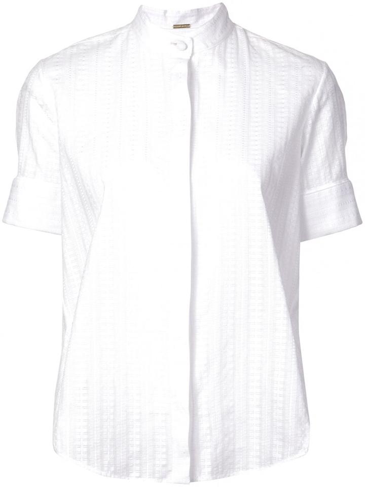 Adam Lippes Swiss Voile Ss Trapeze Shirt W Stand Collar - White