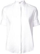 Adam Lippes Swiss Voile Ss Trapeze Shirt W Stand Collar - White