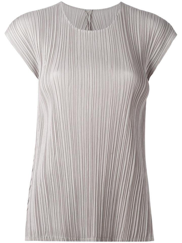 Pleats Please By Issey Miyake - Pleated Top - Women - Polyester - 4, Nude/neutrals, Polyester