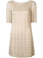 Alice+olivia Metallic Zigzag T-shirt Dress, Women's, Size: 4, Nude/neutrals, Polyester/spandex/elastane/viscose