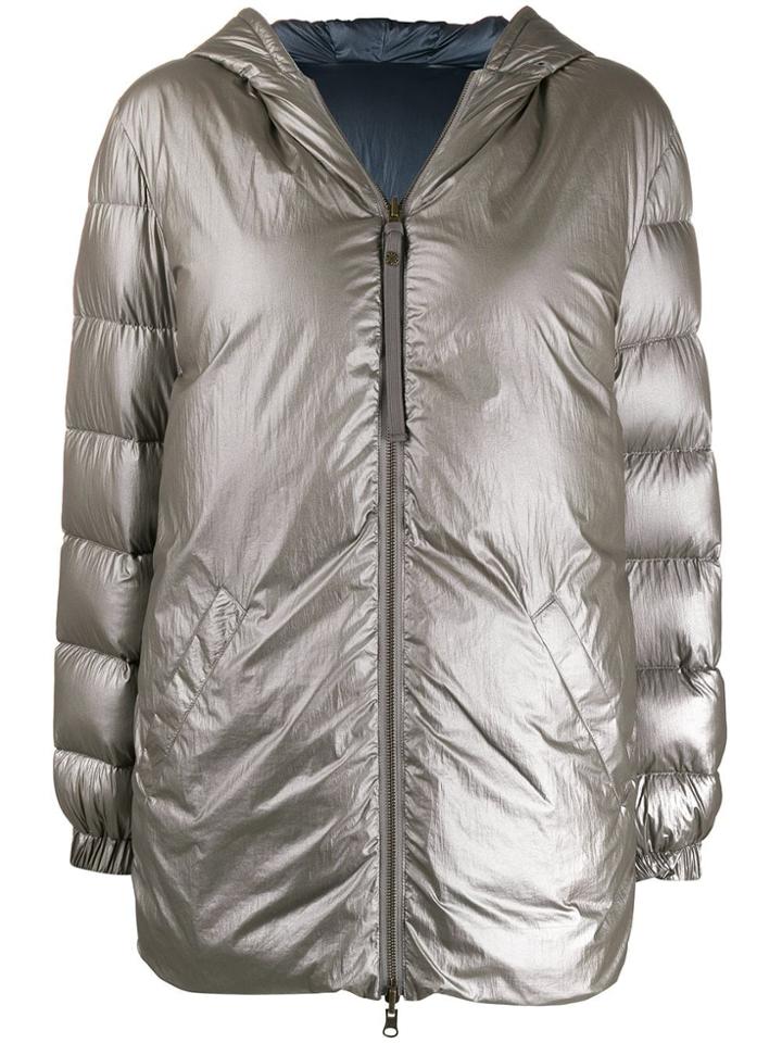 Mr & Mrs Italy Reversible Hooded Down Coat - Grey