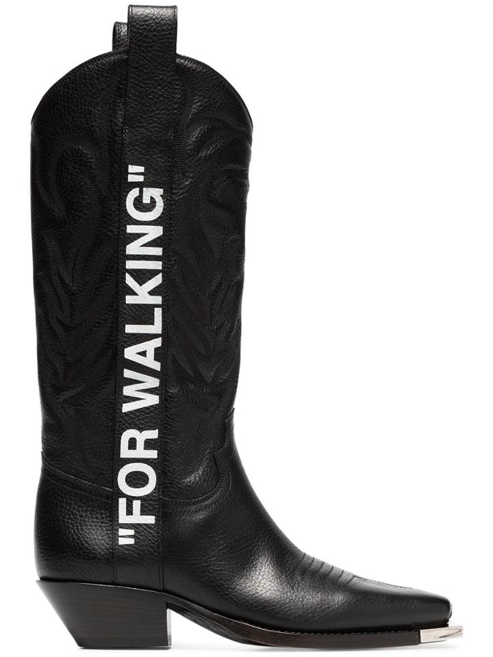 Off-white Black For Walking 40 Leather Western Boots