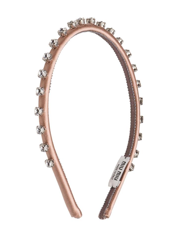 Miu Miu Crystal Embellished Headband - Neutrals