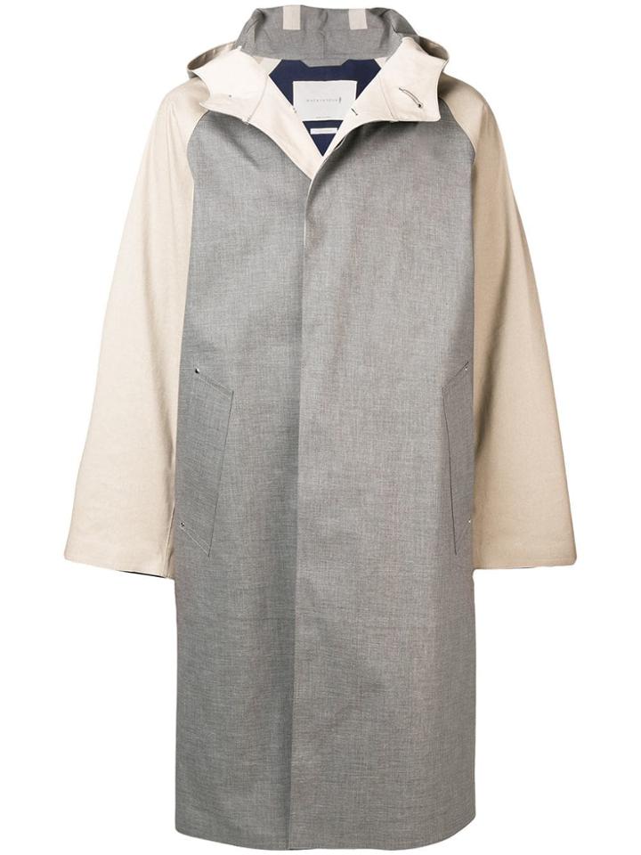 Mackintosh Colour Block Hooded Coat - Grey