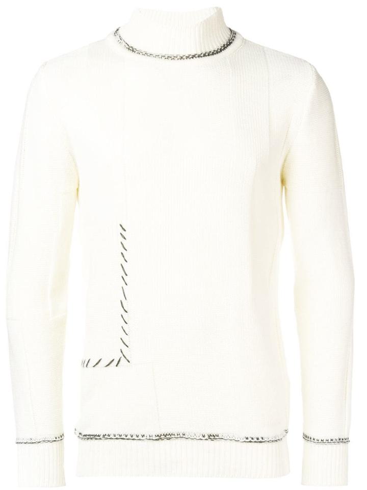 Daniele Alessandrini Stitched Knit Jumper - White