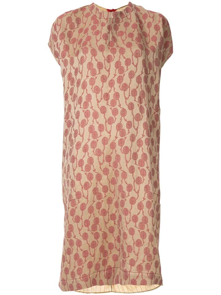 Uma Wang Embroidered Shift Dress - Brown