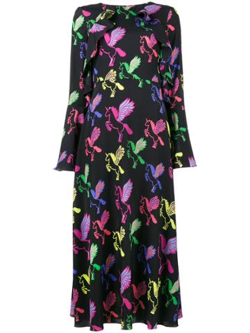 Navro Neon Unicorn Midi Dress - Black