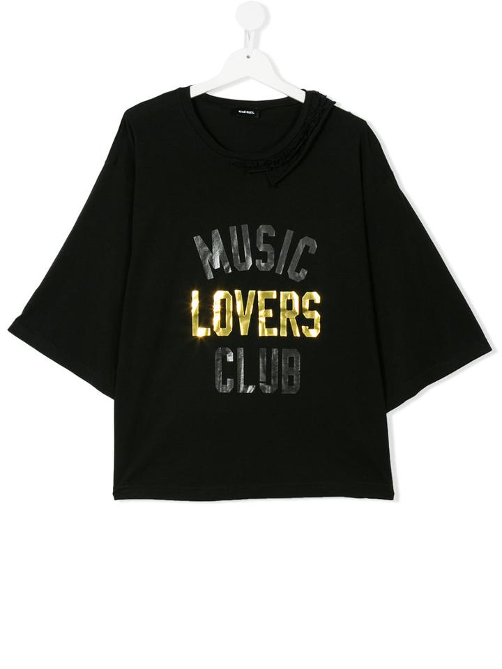 Diesel Kids - Music Lovers Club T-shirt - Kids - Cotton - 14 Yrs, Black