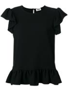 Sonia By Sonia Rykiel Frill Detail T-shirt, Women's, Size: 38, Black, Polyester/triacetate