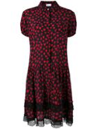 Red Valentino - Heart Print Shirt Dress - Women - Silk - 38, Black, Silk
