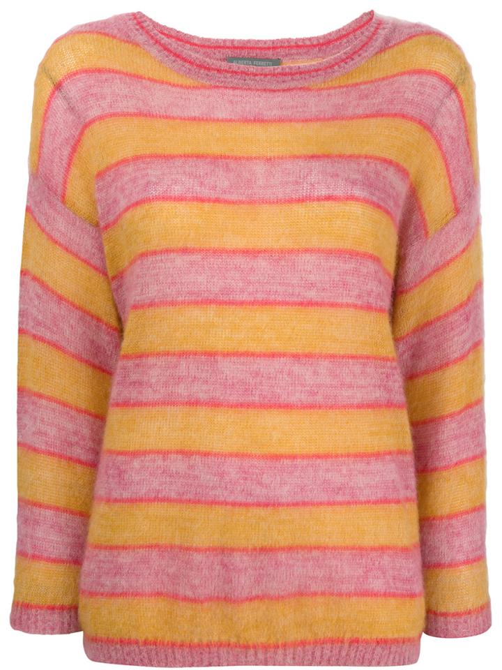 Alberta Ferretti Striped Slouchy Sweater - Pink & Purple