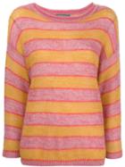Alberta Ferretti Striped Slouchy Sweater - Pink & Purple