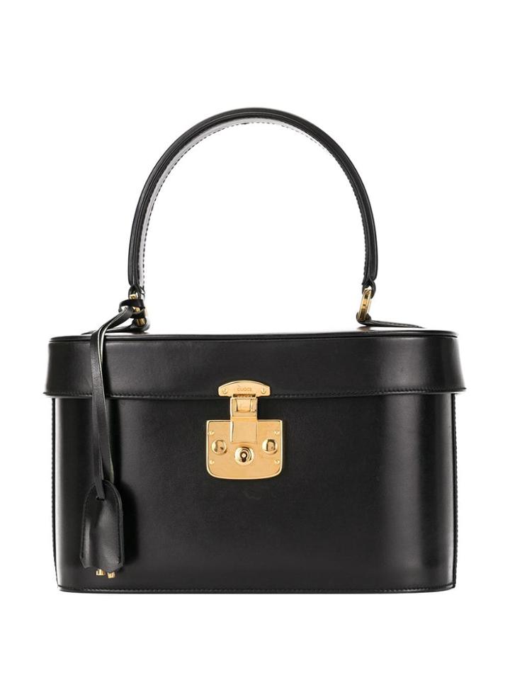 Gucci Vintage Lady Lock Cosmetic Vanity Bag - Black