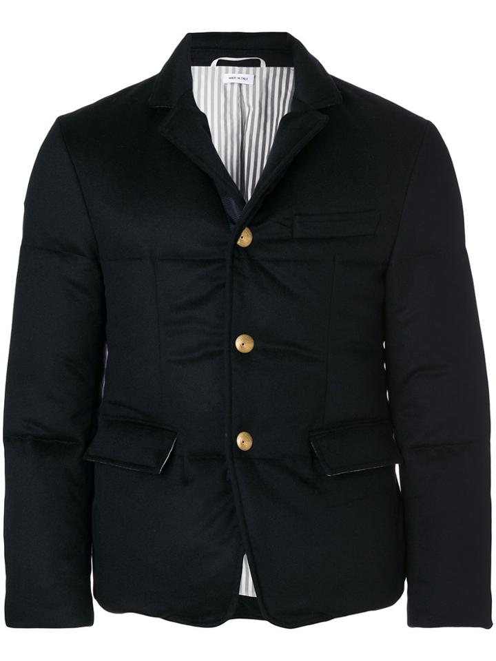 Thom Browne Tonal Grosgrain Down-filled Cashmere Sport Coat - Blue