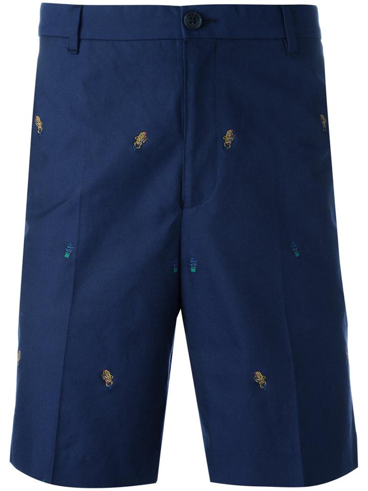 Kenzo Embroidered Bermuda Shorts, Men's, Size: 52, Blue, Cotton