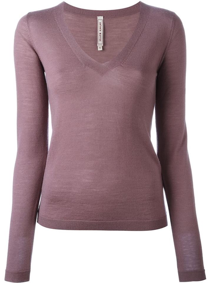 Antonio Marras V-neck Jumper, Women's, Size: Large, Pink/purple, Virgin Wool