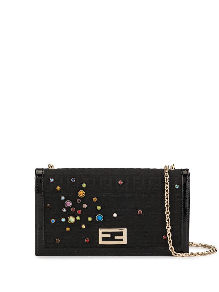 Fendi Pre-owned Embellished Zucca Wallet Purse - Black