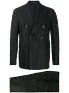 Tagliatore Two-piece Striped Suit - Black