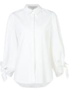 Carolina Herrera Bow Cuff Shirt, Women's, Size: 14, White, Cotton/spandex/elastane