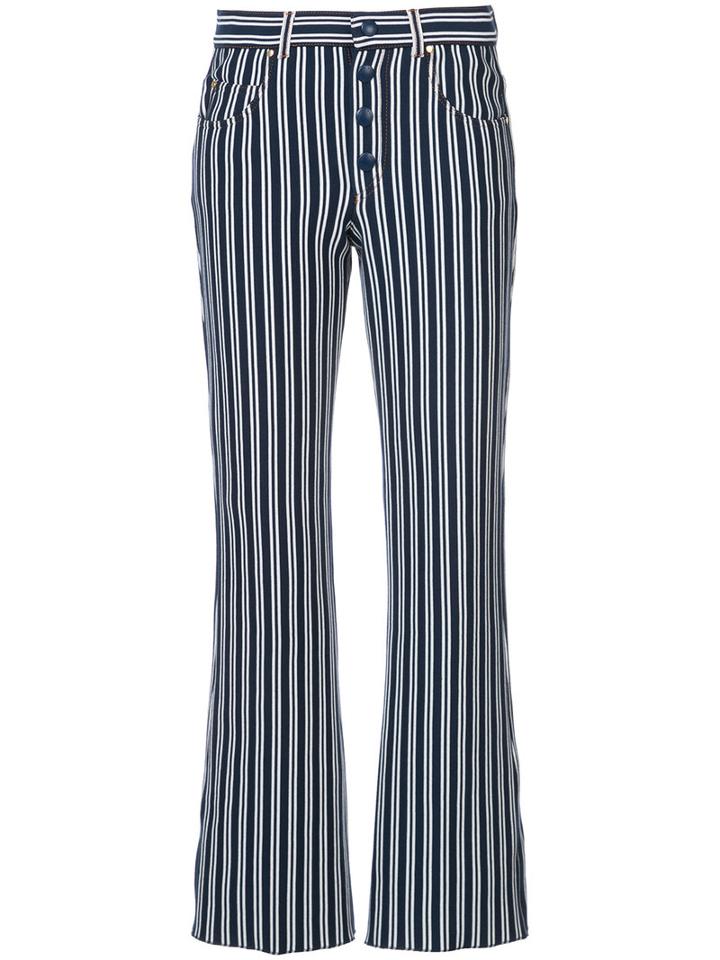 Sonia Rykiel - Striped Straight Trousers - Women - Cotton/polyester - 34, Blue, Cotton/polyester
