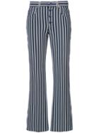Sonia Rykiel - Striped Straight Trousers - Women - Cotton/polyester - 34, Blue, Cotton/polyester