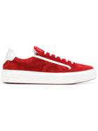 Salvatore Ferragamo Contrast Lace-up Sneakers - Red
