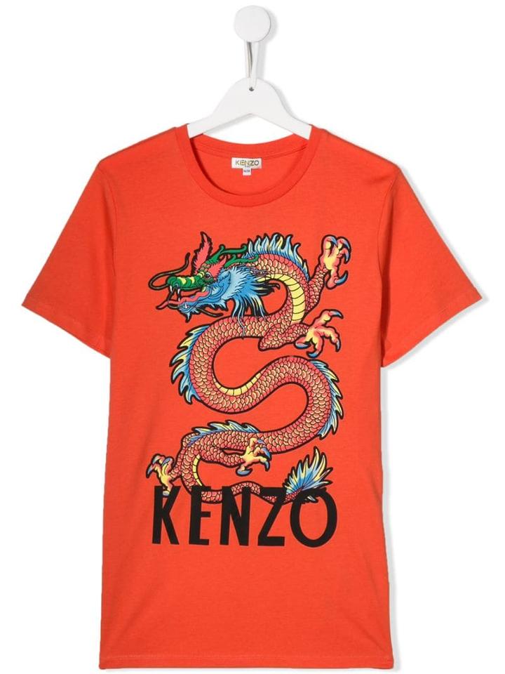 Kenzo Kids Teen Logo Print T-shirt - Orange