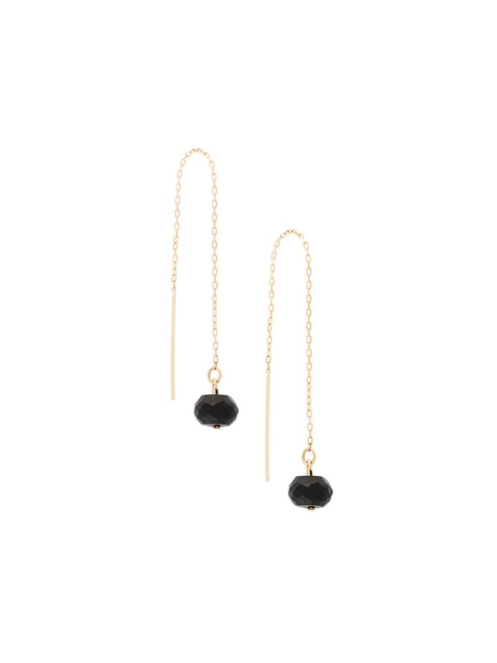 Uzerai Edits Black Spinel Pull-through Earrings - Metallic