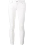 Dolce & Gabbana Pineapple Applique Skinny Jeans, Women's, Size: 46, White, Silk/cotton/polyester/glass